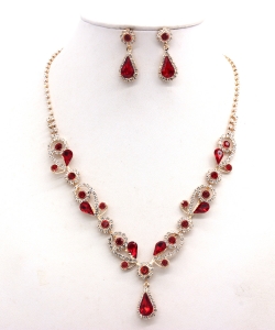 Rhinestone Necklace with Earrings NB300618 GDLM